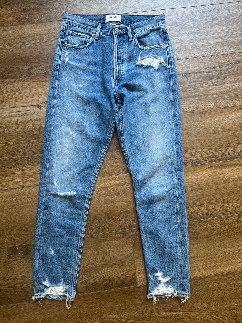 AGOLDE Women's Straight Distressed Jeans